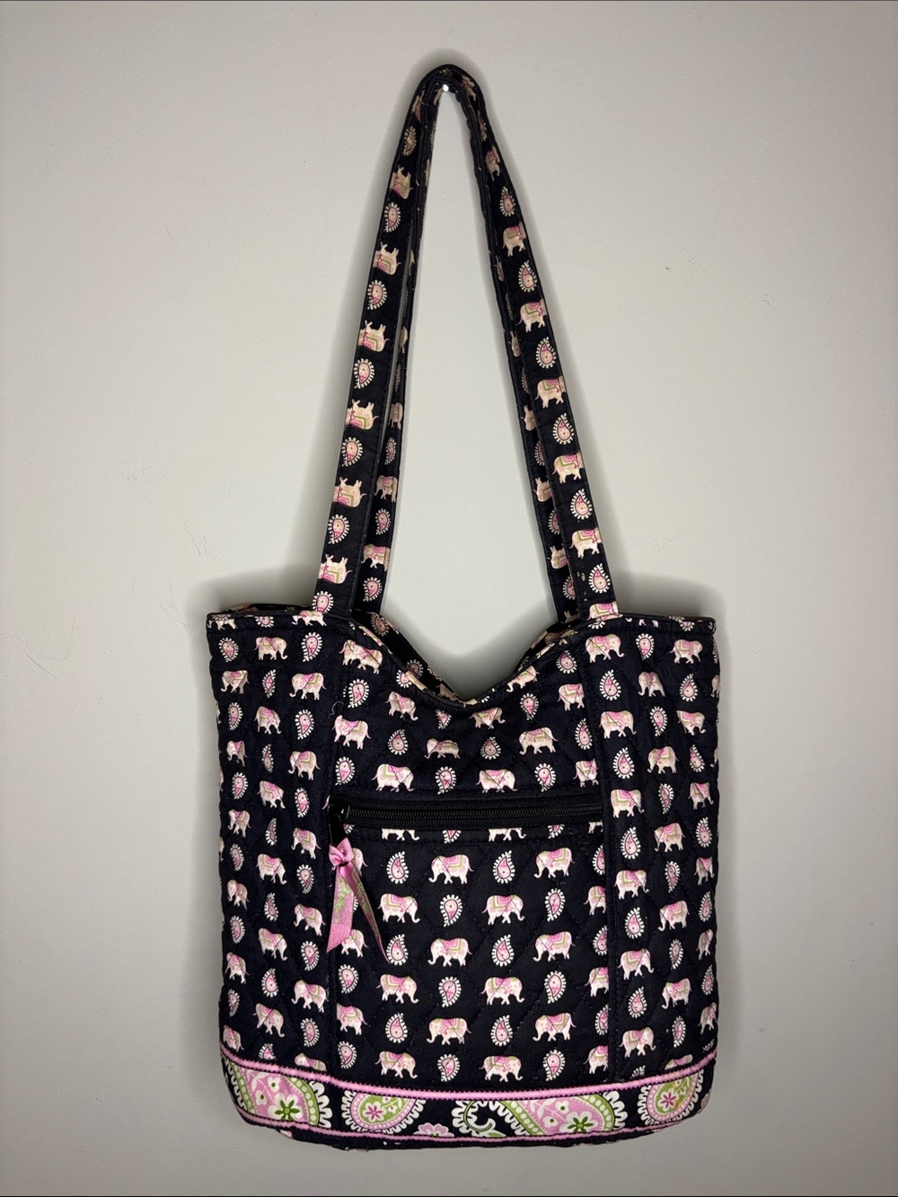 Vera Bradley small magnetic tote retired Pink Elephant pink blue